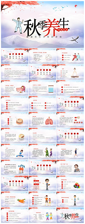 简约传统中国风秋季中药养生保健宣传课件