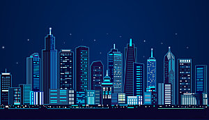 城市夜景插画海报