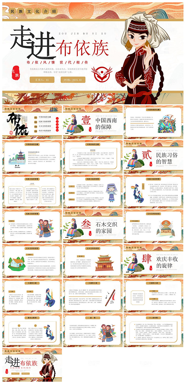 中国风传统多彩少数民族文化介绍宣传课件