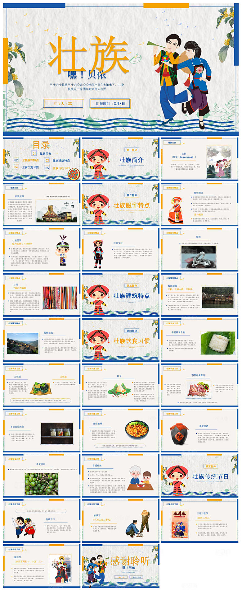 中国风传统多彩少数民族文化介绍宣传课件