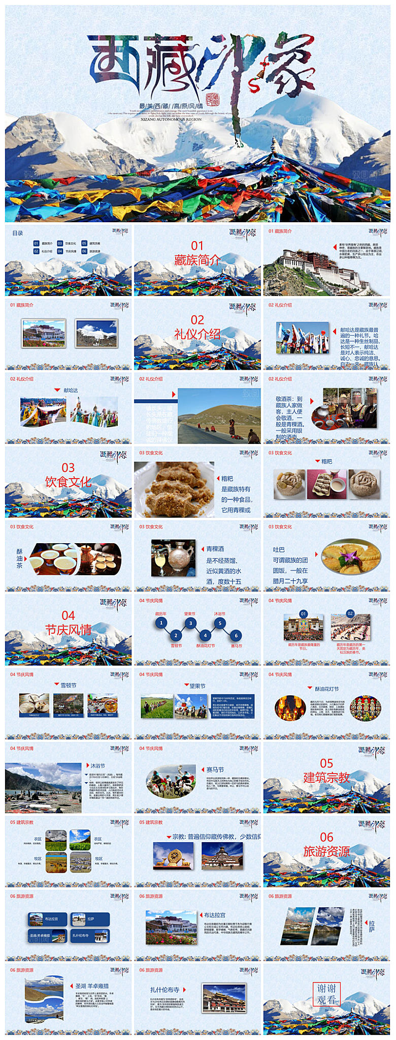 中国风传统多彩少数民族文化介绍宣传课件
