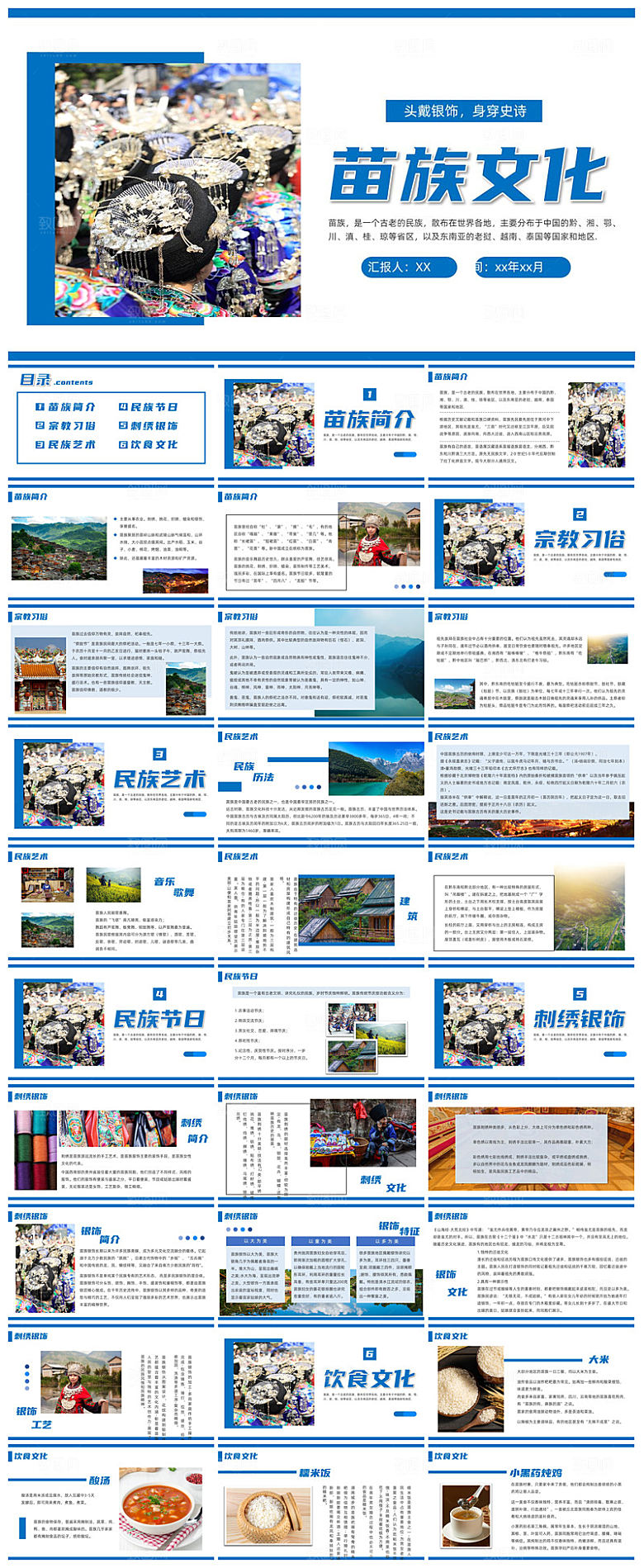 中国风传统多彩少数民族文化介绍宣传课件