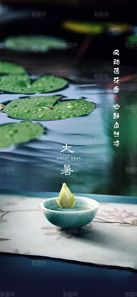 简约大气大暑节气宣传海报