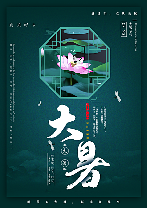 简约大气大暑节气宣传海报