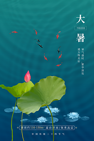 简约大气大暑节气宣传海报
