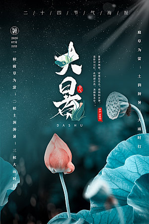 简约大气大暑节气宣传海报