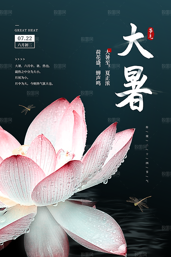 大暑节气宣传海报模板