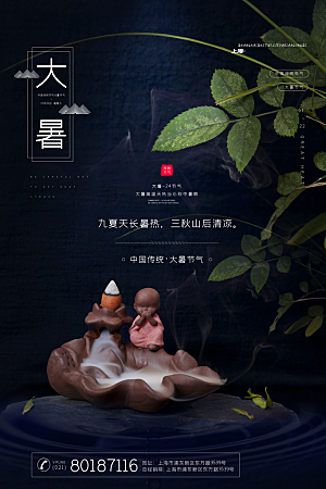简约大气大暑节气宣传海报