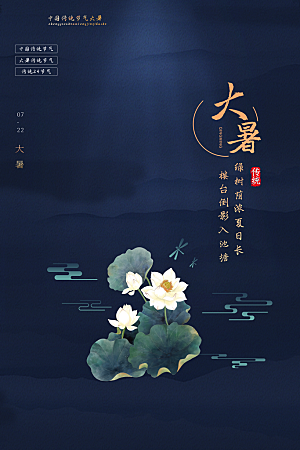 简约大气大暑节气宣传海报
