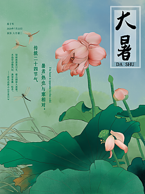 简约大气大暑节气宣传海报