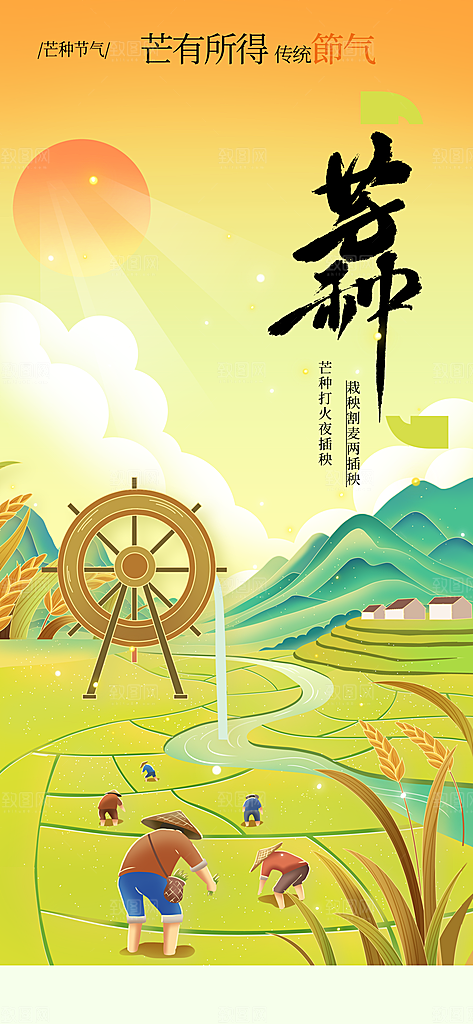 芒种节气传统海报