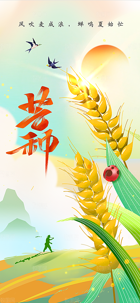 芒种节气传统海报