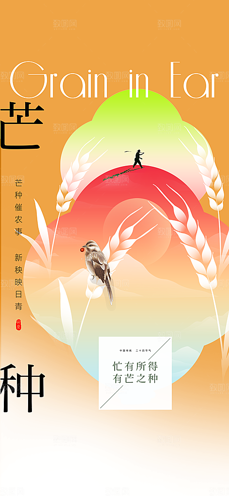 芒种节气传统海报