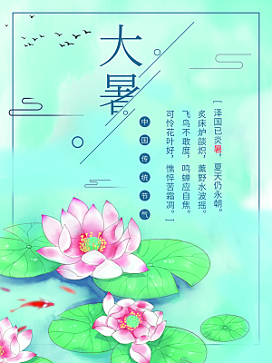 简约大气大暑节气宣传海报