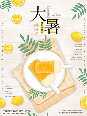 简约大气大暑节气宣传海报