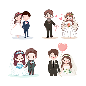 可爱卡通婚礼情侣形象