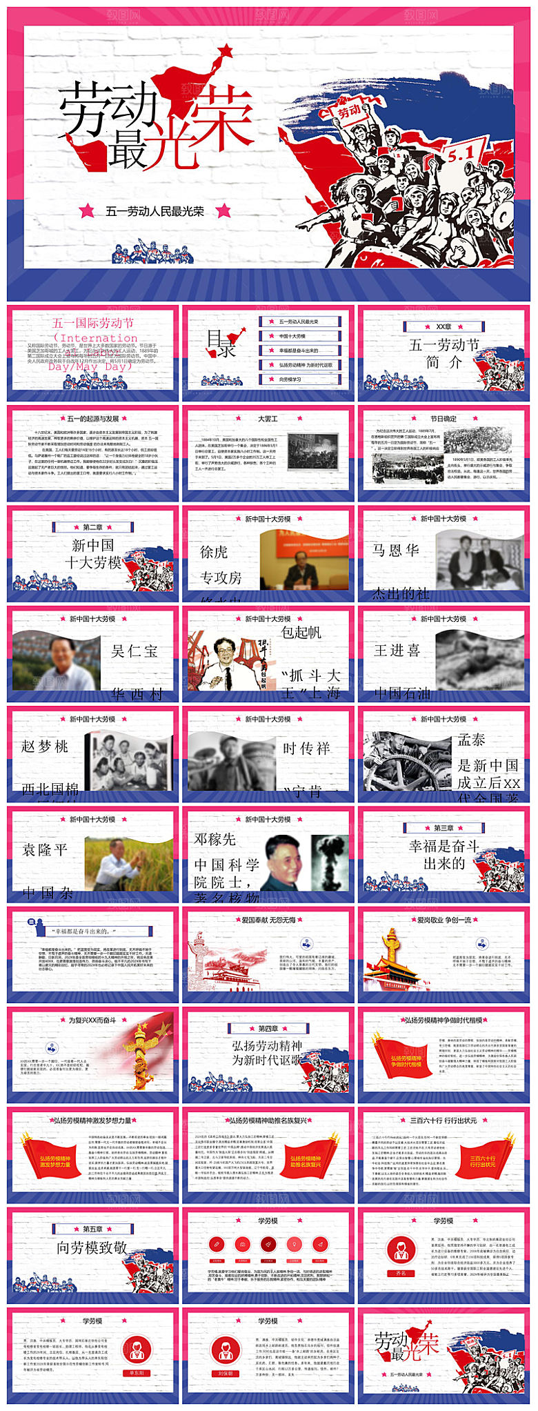 五一劳动节劳动最光荣宣传学生班会课件