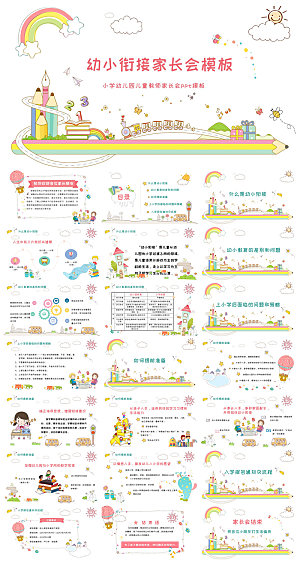 卡通可爱幼儿园新生家长会课件