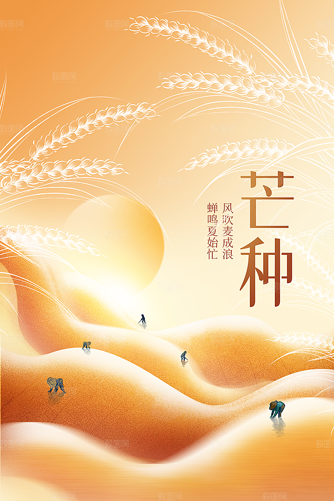 芒种节气传统海报
