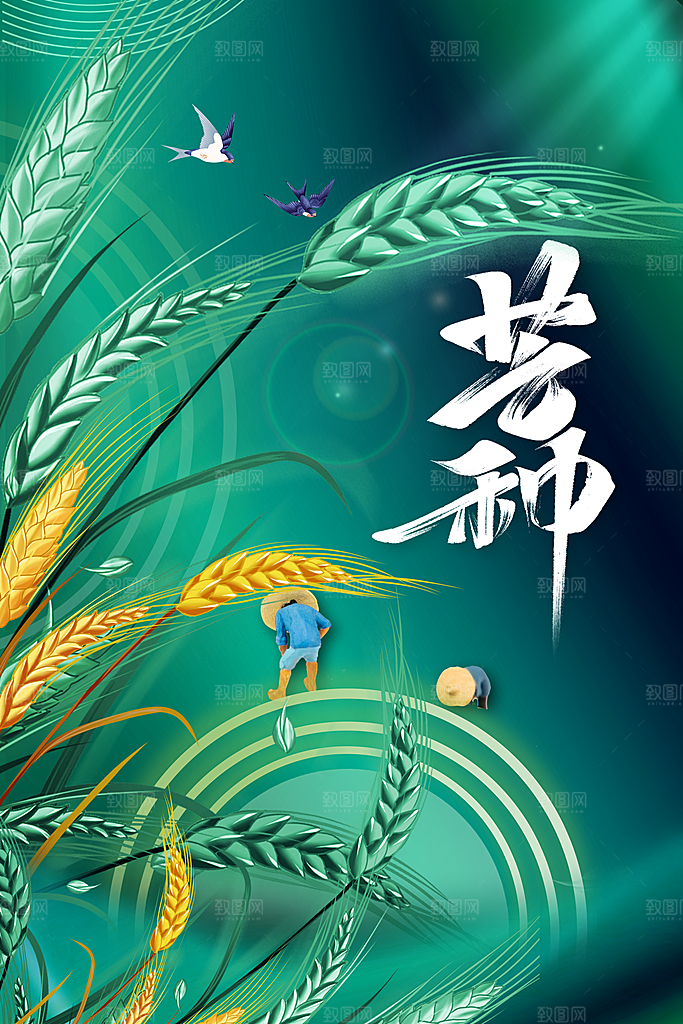 芒种节气传统海报