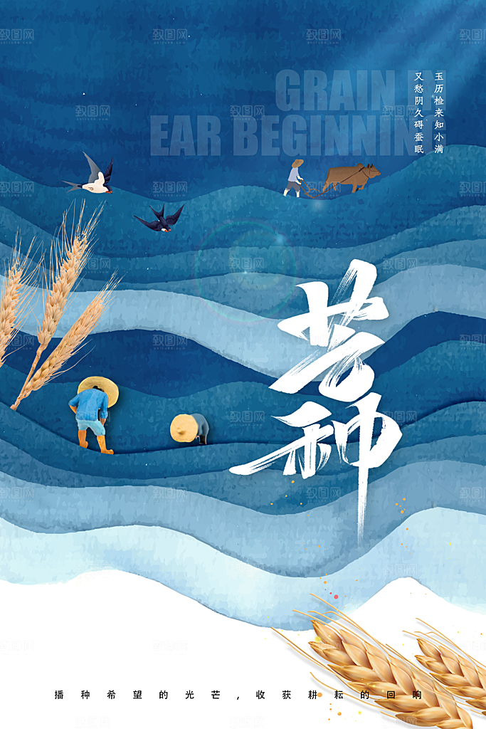 芒种节气传统海报