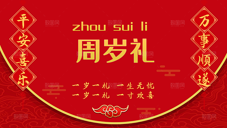 红色生日背景展板