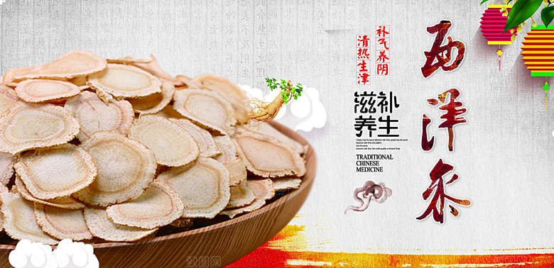 西洋参海报展板设计素材