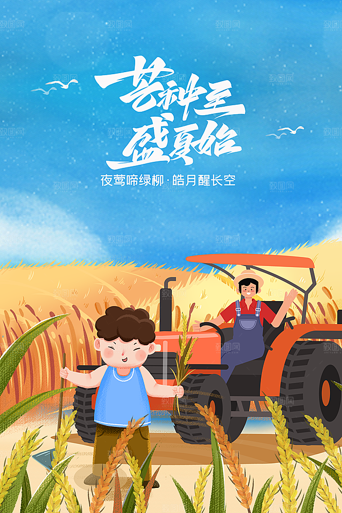 芒种节气传统海报