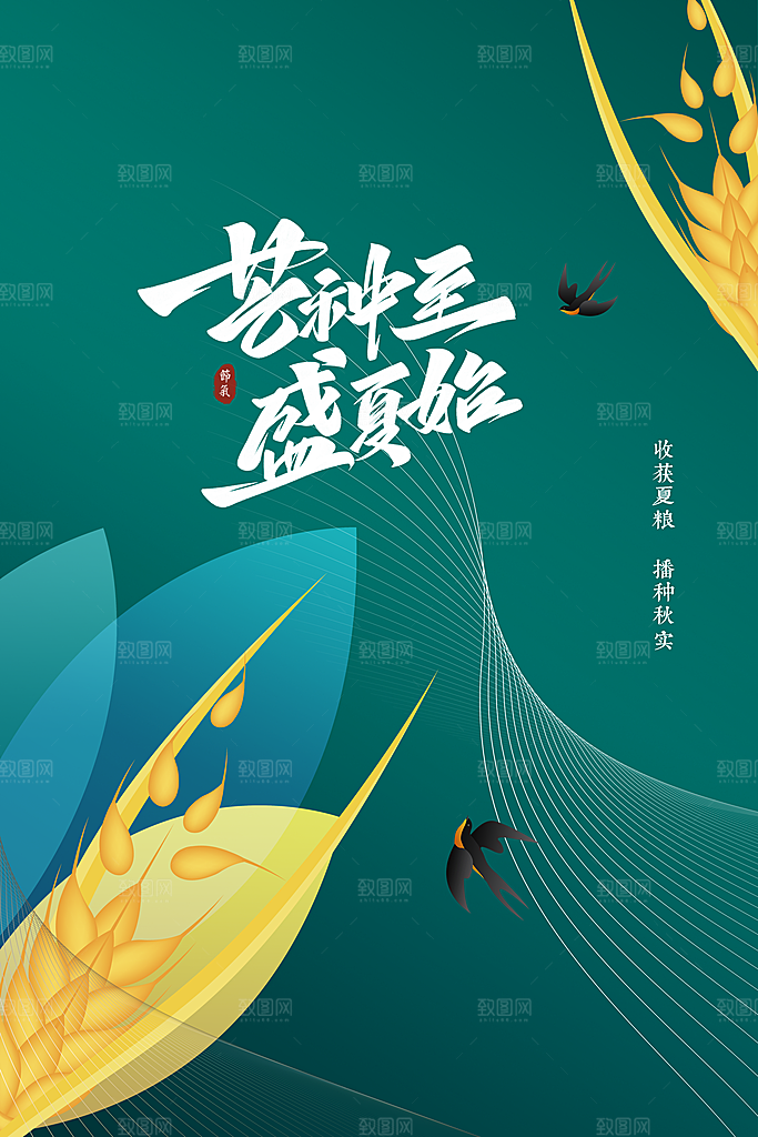 芒种节气传统海报
