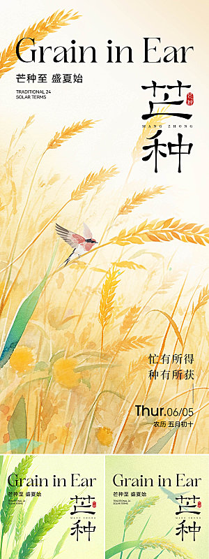 芒种插画系列海报