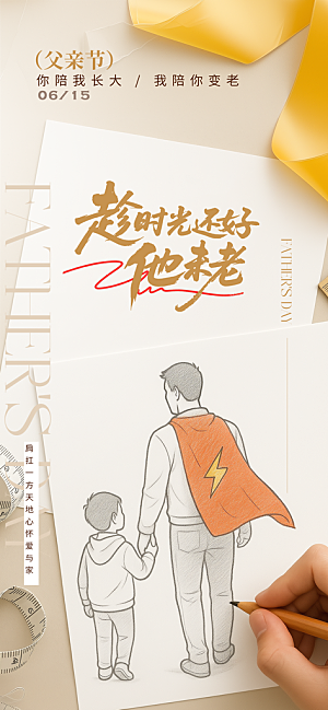 父亲节父爱如山感恩亲子活动爸爸超人海报