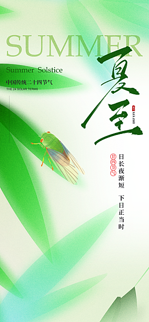 24节气夏天6月你好夏季夏至时节海报