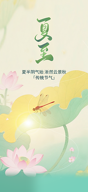 24节气夏天6月你好夏季夏至时节海报