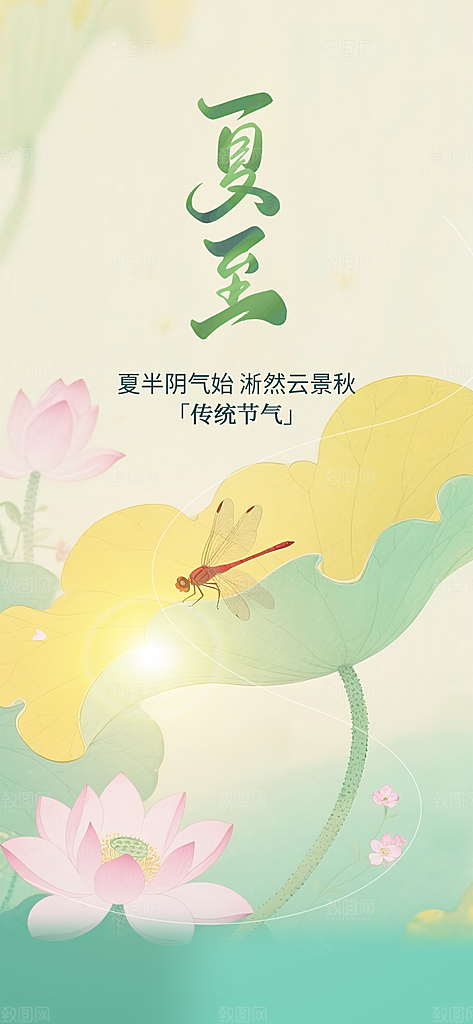 24节气夏天6月你好夏季夏至时节海报