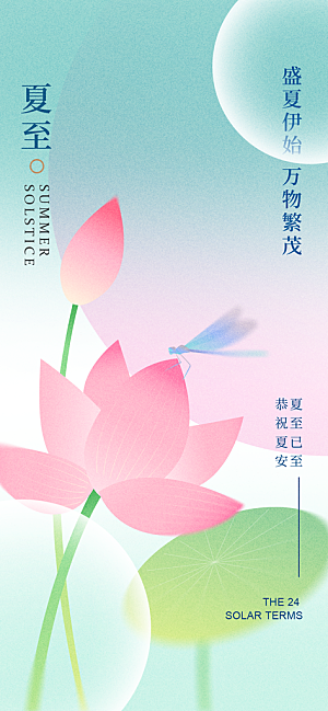 24节气夏天6月你好夏季夏至时节海报