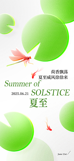 24节气夏天6月你好夏季夏至时节海报