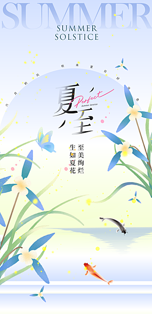 24节气夏天6月你好夏季夏至时节海报