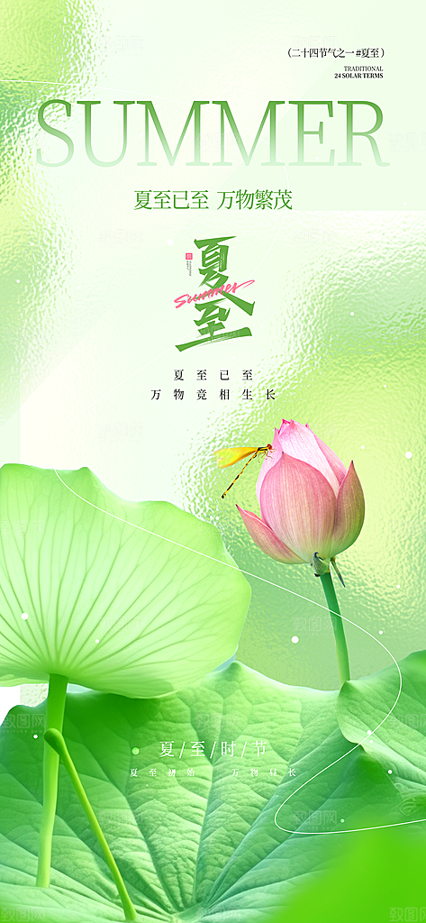 24节气夏天6月你好夏季夏至时节海报