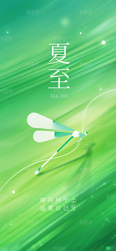 24节气夏天6月你好夏季夏至时节海报
