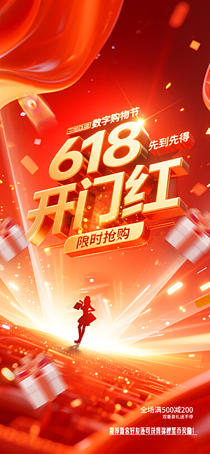 618电商活动会员福利满减优惠购物节海报