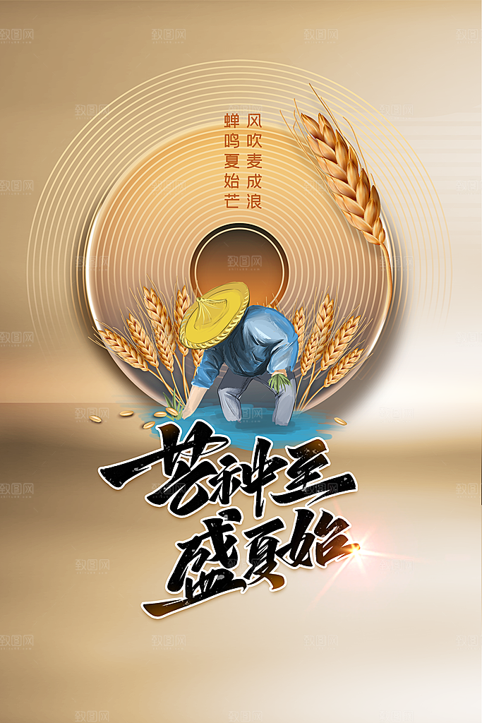 芒种节气传统海报