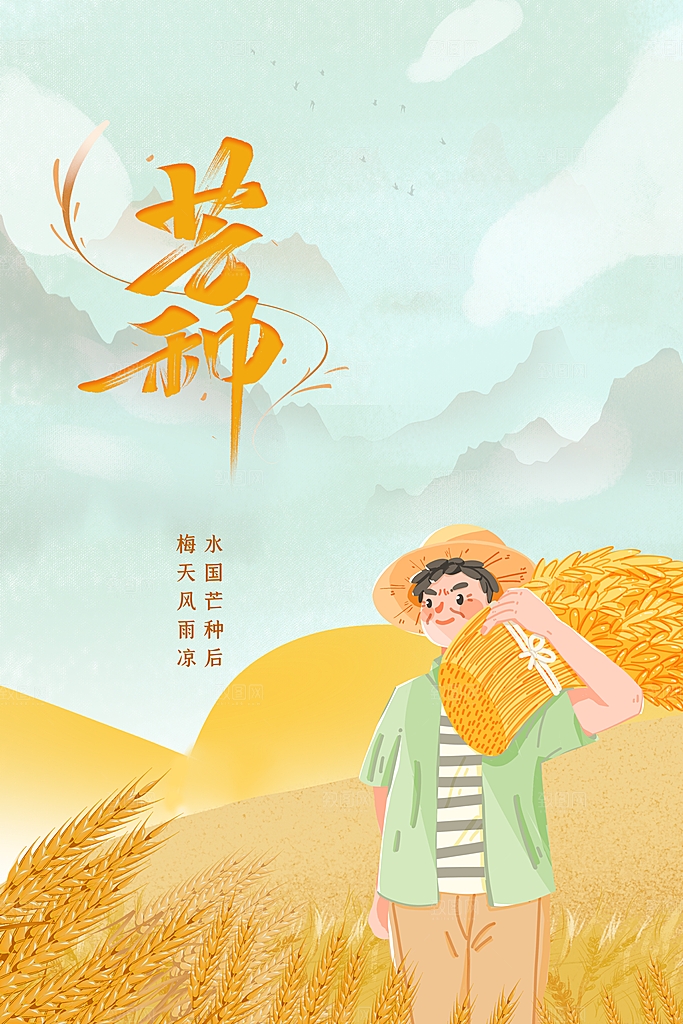 芒种节气传统海报