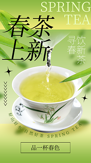 茶叶茶馆采茶中式新茶文化春茶海报