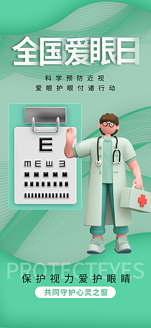 全国爱眼日科学用眼保护视力医院眼科海报