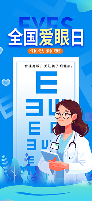 全国爱眼日科学用眼保护视力医院眼科海报