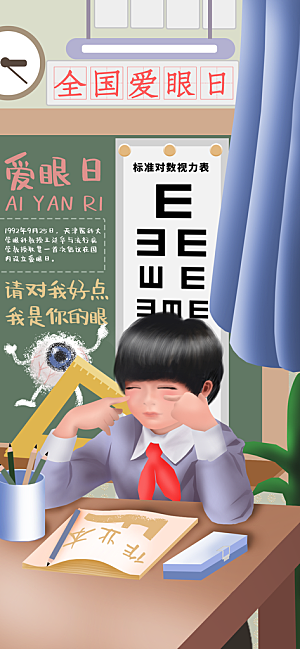 全国爱眼日科学用眼保护视力医院眼科海报