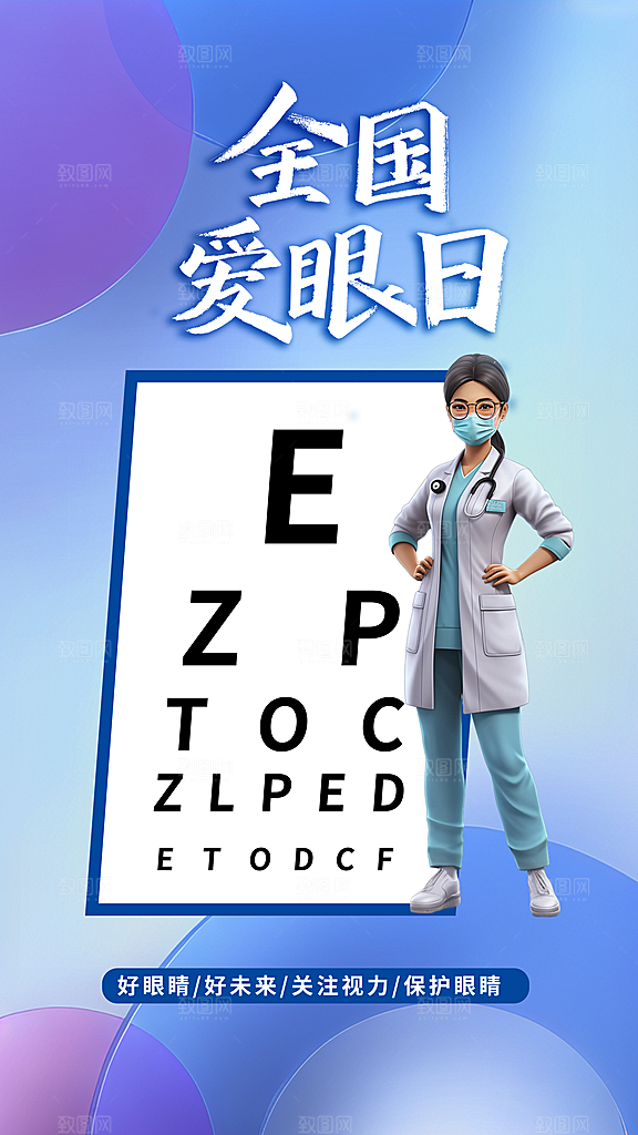 全国爱眼日科学用眼保护视力医院眼科海报