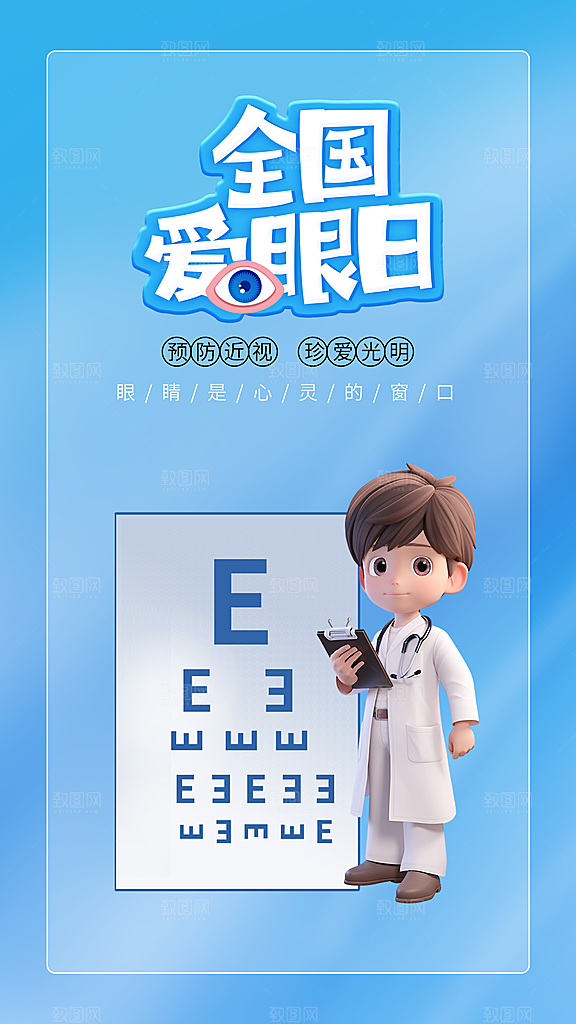 全国爱眼日科学用眼保护视力医院眼科海报