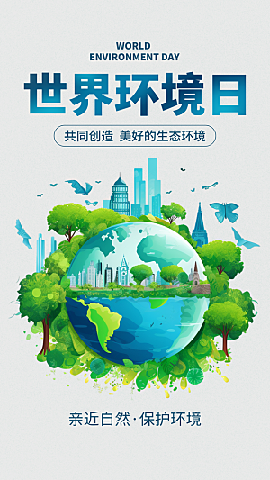 世界环境日保护地球生态环保低碳节能海报