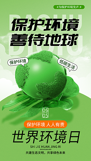 世界环境日保护地球生态环保低碳节能海报
